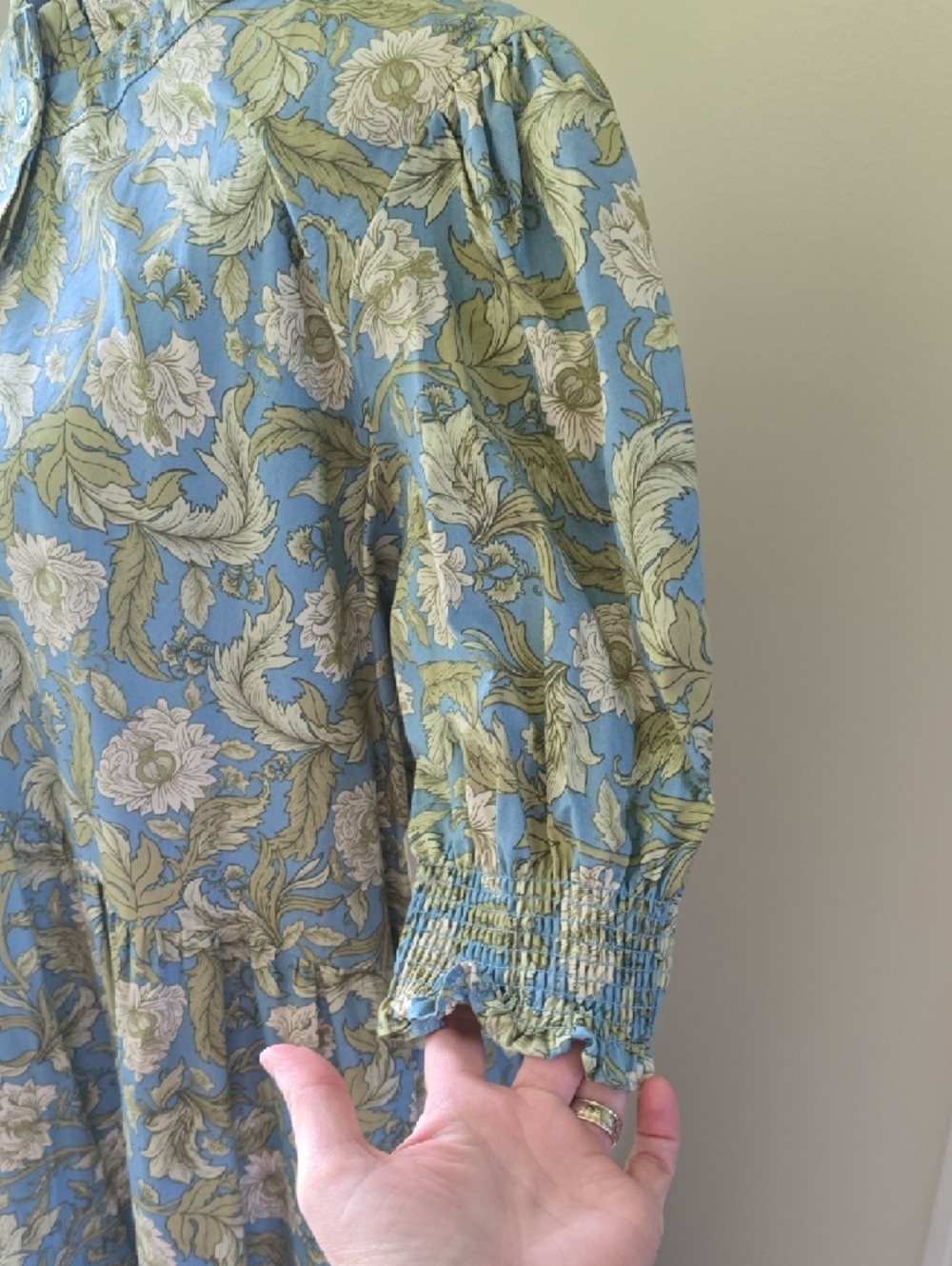Floral Tiered Midi Dress in Blue and Green - Picture 2 of 10